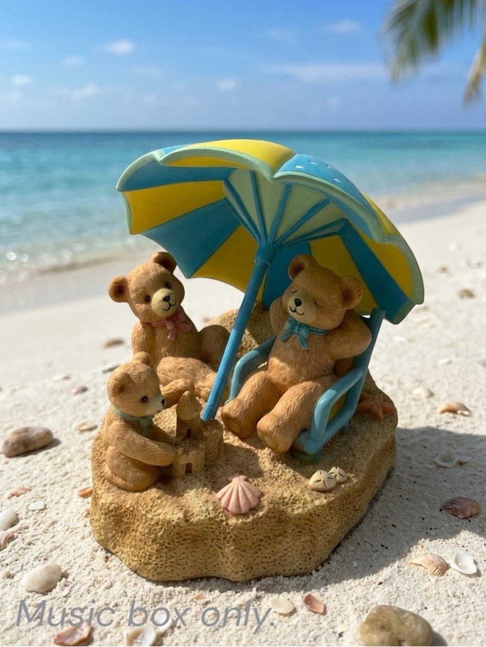 1994 San Francisco Music Box Teddy Tempo Beach Bear Family Working | Beachcore
